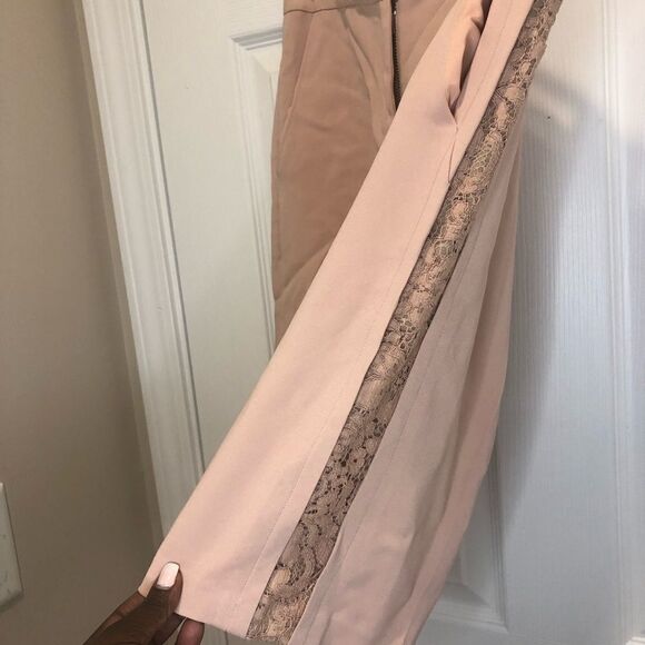 Rebecca Taylor pink midi Bermuda shorts with side lace detail, size 4 - Picture 4 of 13